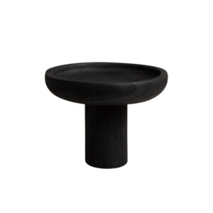 High-Legged Wooden Fruit Bowl – Black