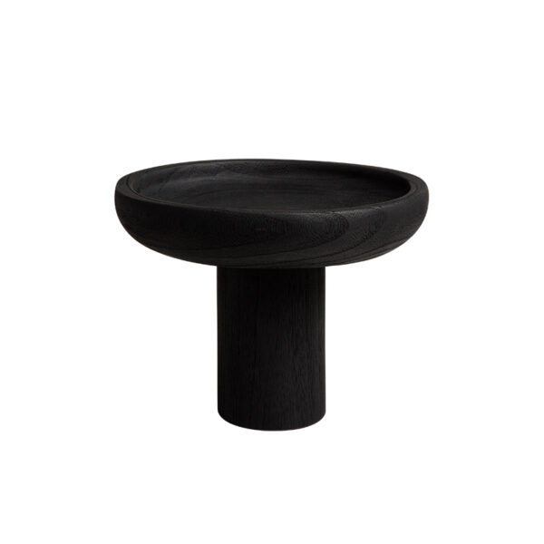 High-Legged Wooden Fruit Bowl – Black