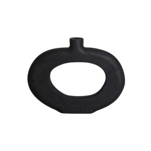 Round Wooden Vase – Black