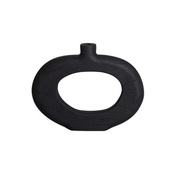 Round Wooden Vase – Black