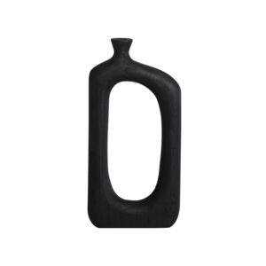 Square Wooden Vase – Black