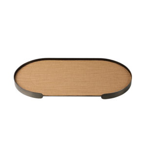 Oval Tray Coffee A – Stainless Steel + Leather