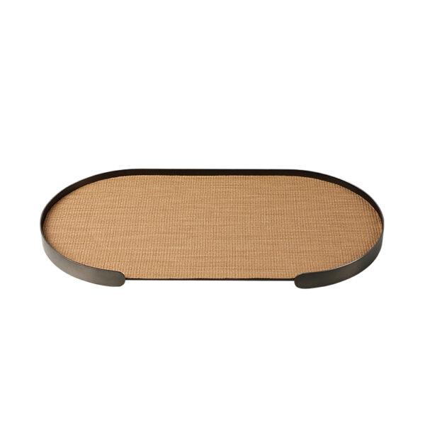 Oval Tray Coffee A – Stainless Steel + Leather