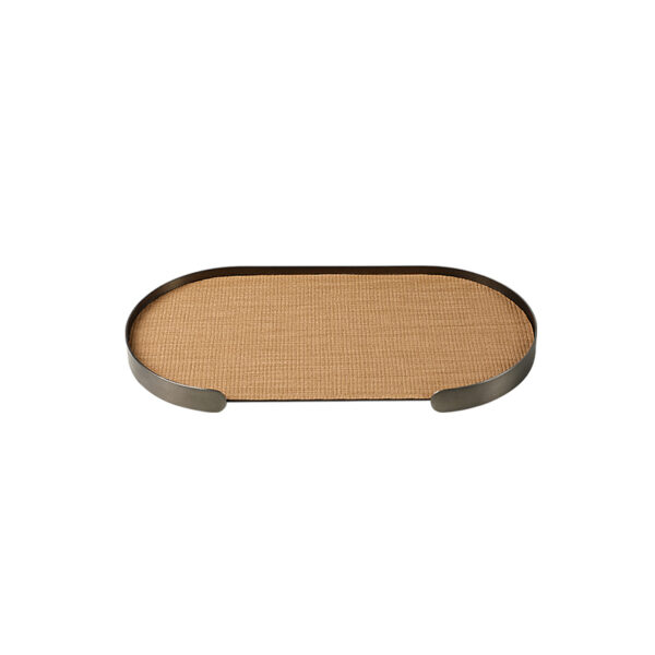 Oval Tray Coffee B – Stainless Steel + Leather