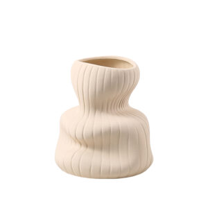 Vertical Curved Bottle – Beige Ceramic