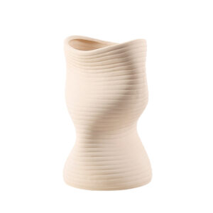 Vertical Curved Bottle – Tall Beige Ceramic