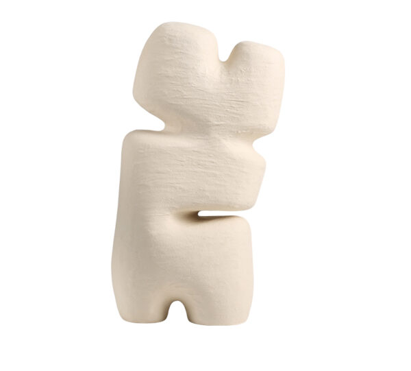 Geometric Layer Block A – Beige Ceramic Sculpture
