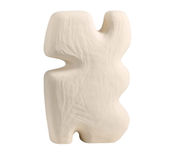 Geometric Layer Block B – Beige Ceramic Sculpture