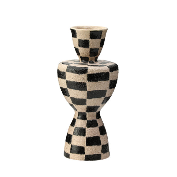 Black Plaid Sand Vase A 