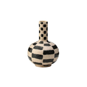 Black Plaid Sand Vase B